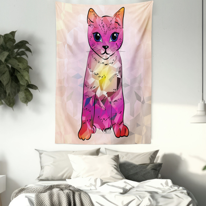 Retro Digital Robot Cat Tapestry