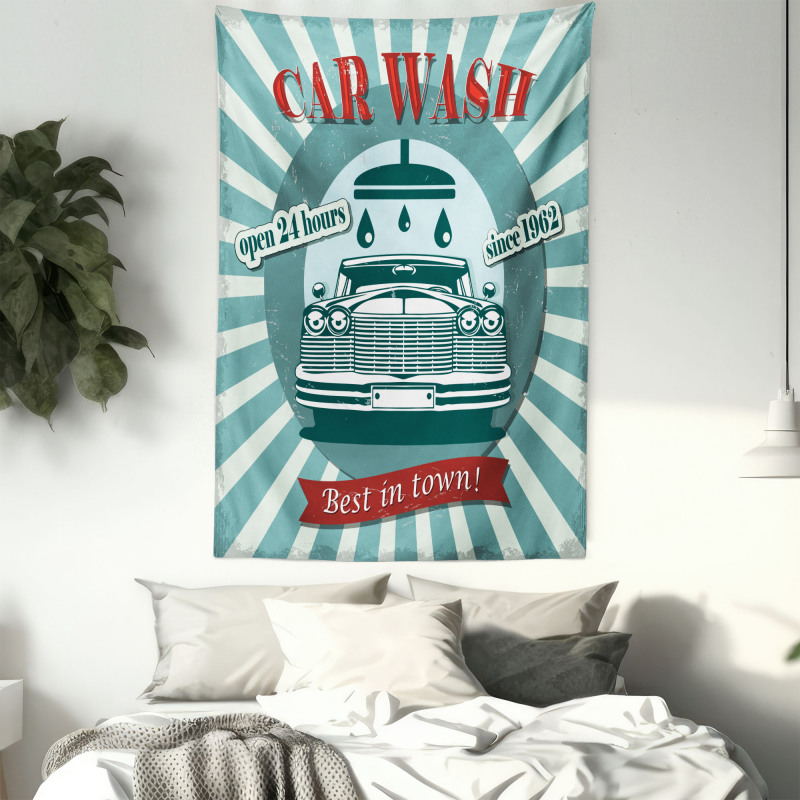 Car Wash Sign Commercial Tapestry
