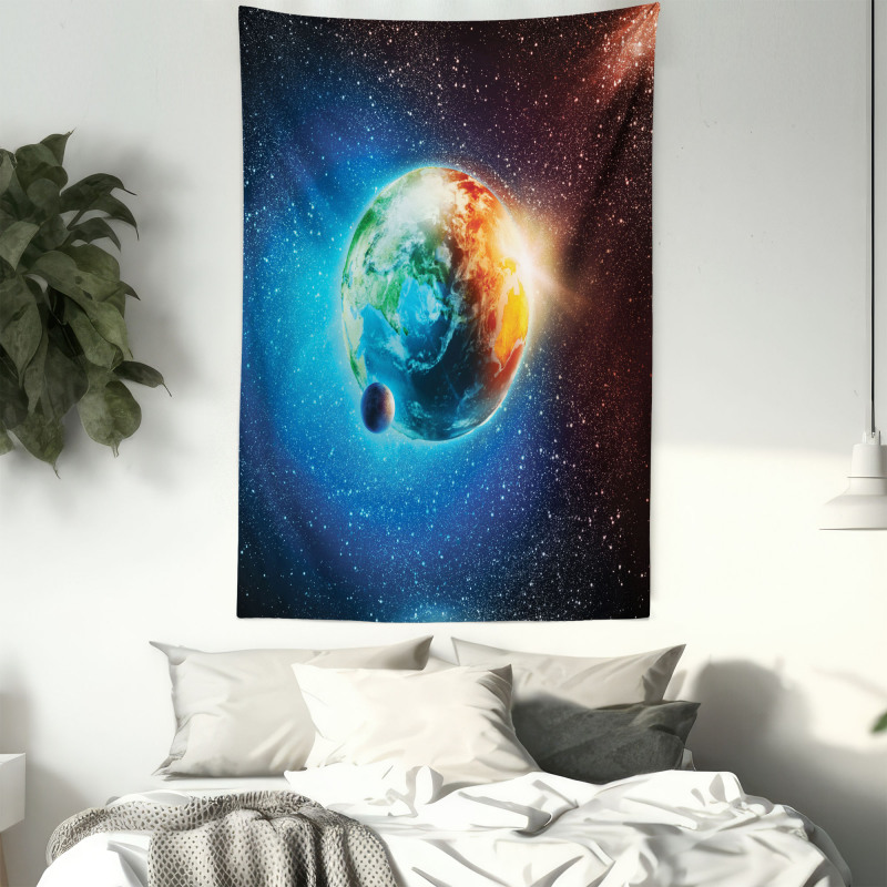 Planet Earth Sun Rays Tapestry