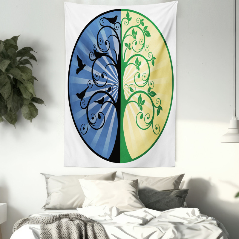 Ying Yang Tree Asian Tapestry