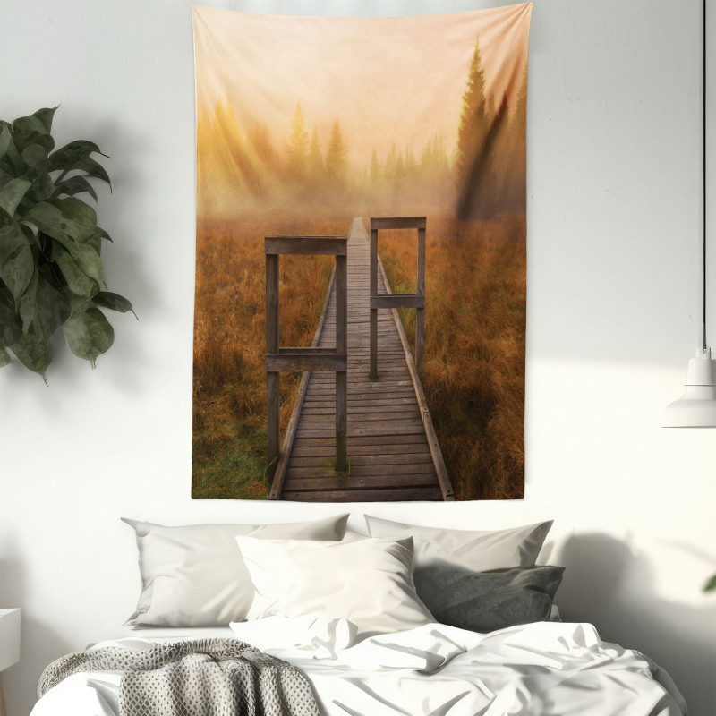 Foggy Day Fall Forest Tapestry