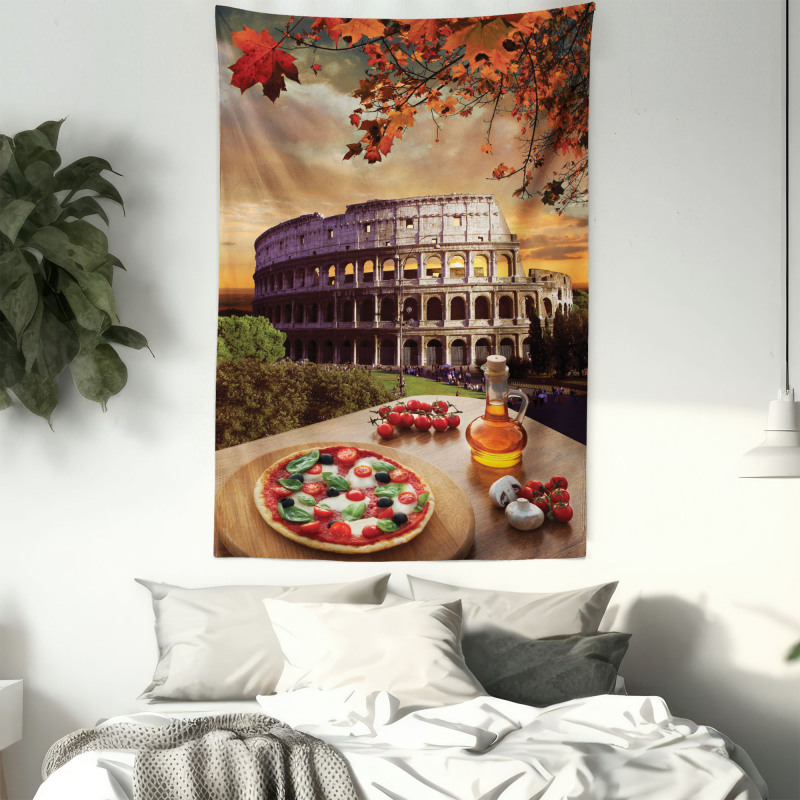 Colosseum Italy Pizza Autumn Tapestry