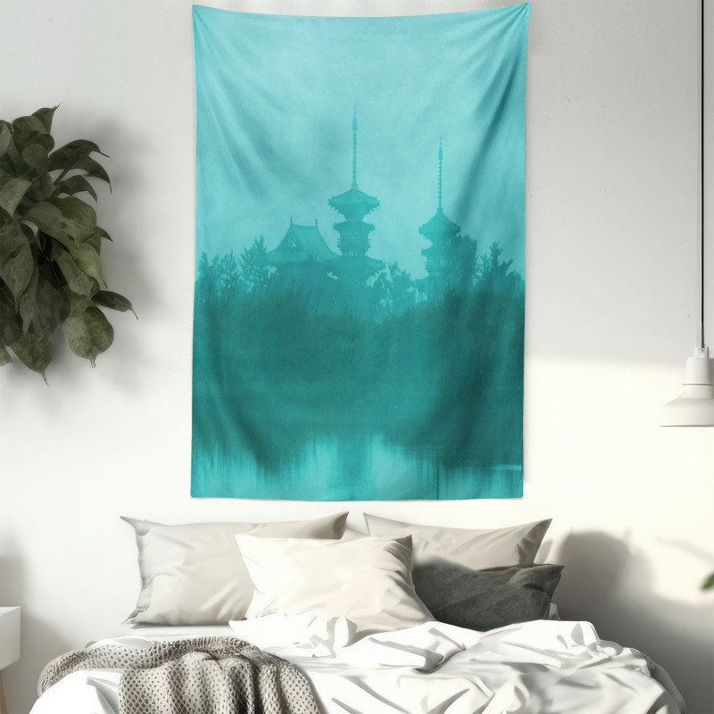 Building Above Sea Fog Tapestry