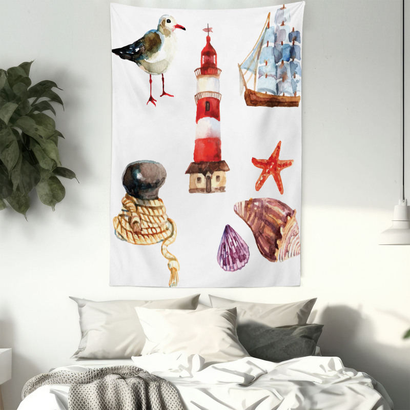 Lighthouse Seagull Tapestry