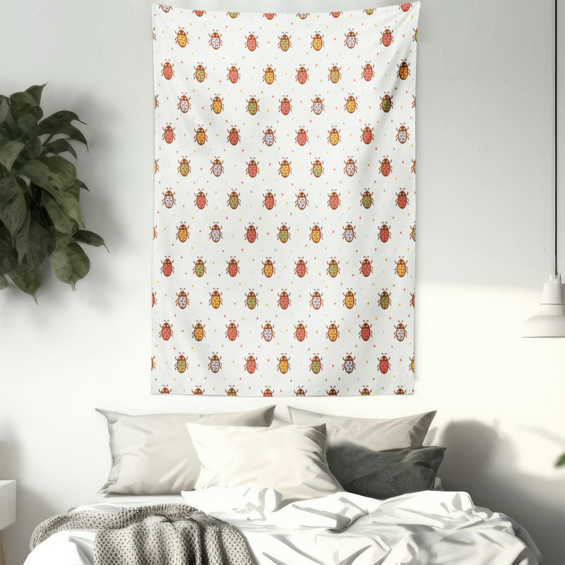 Pastel Colored Ladybugs Tapestry