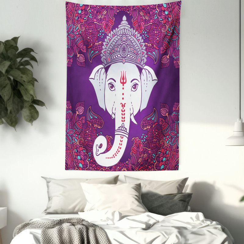 Elephant Floral Design Tapestry