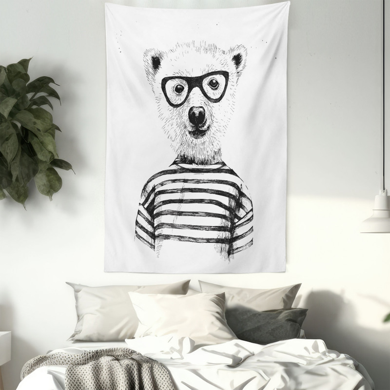 Bear in Glasses Fun Tapestry