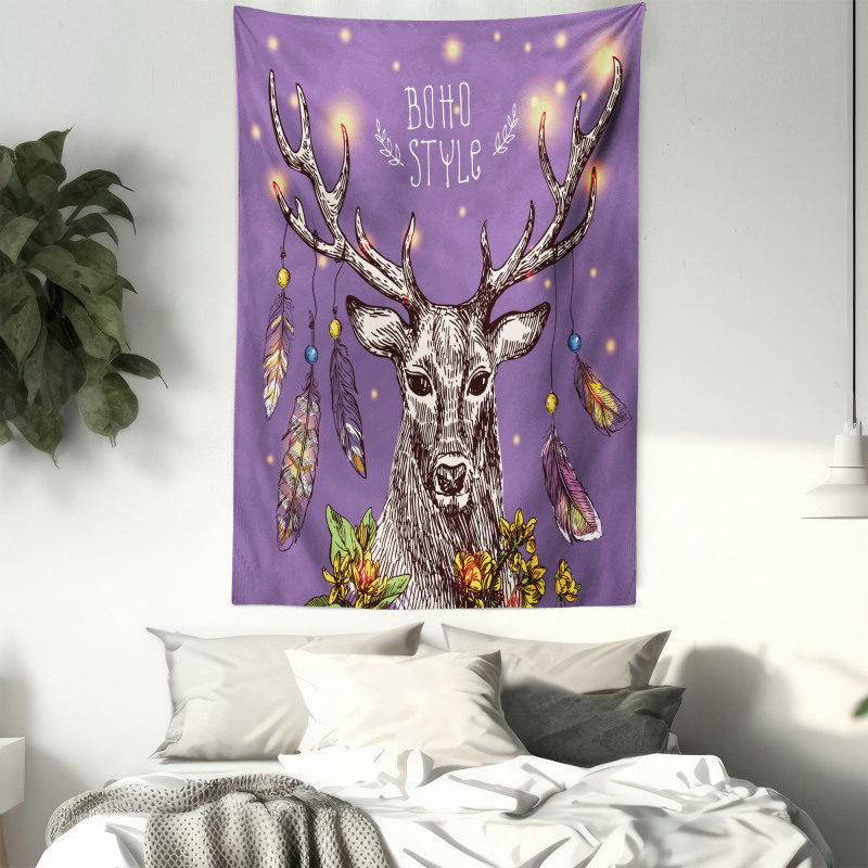 Wild Rein Deer Hand Drawn Tapestry