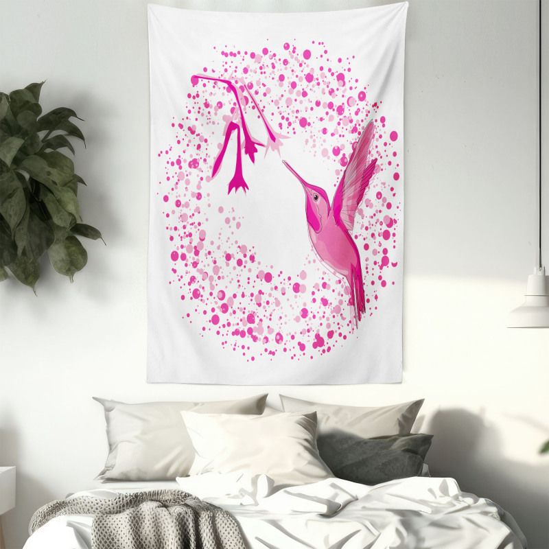 Hummingbird Flower Dots Tapestry