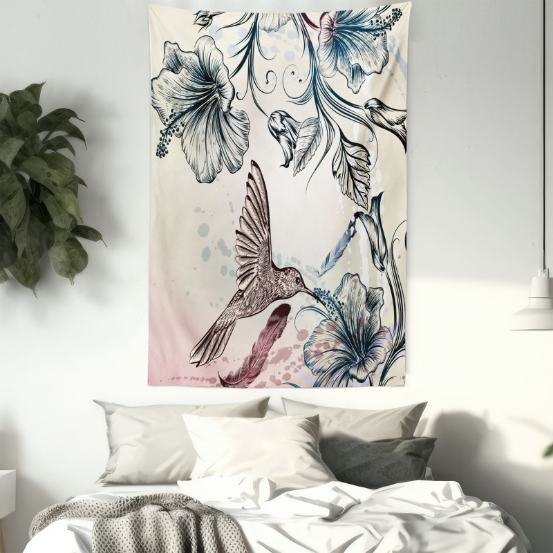 Vintage Birds Flowers Tapestry