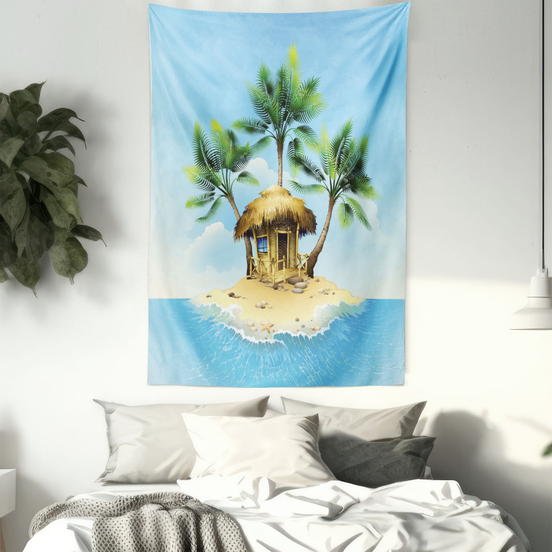 Bungalow with Palm Tree Tapestry