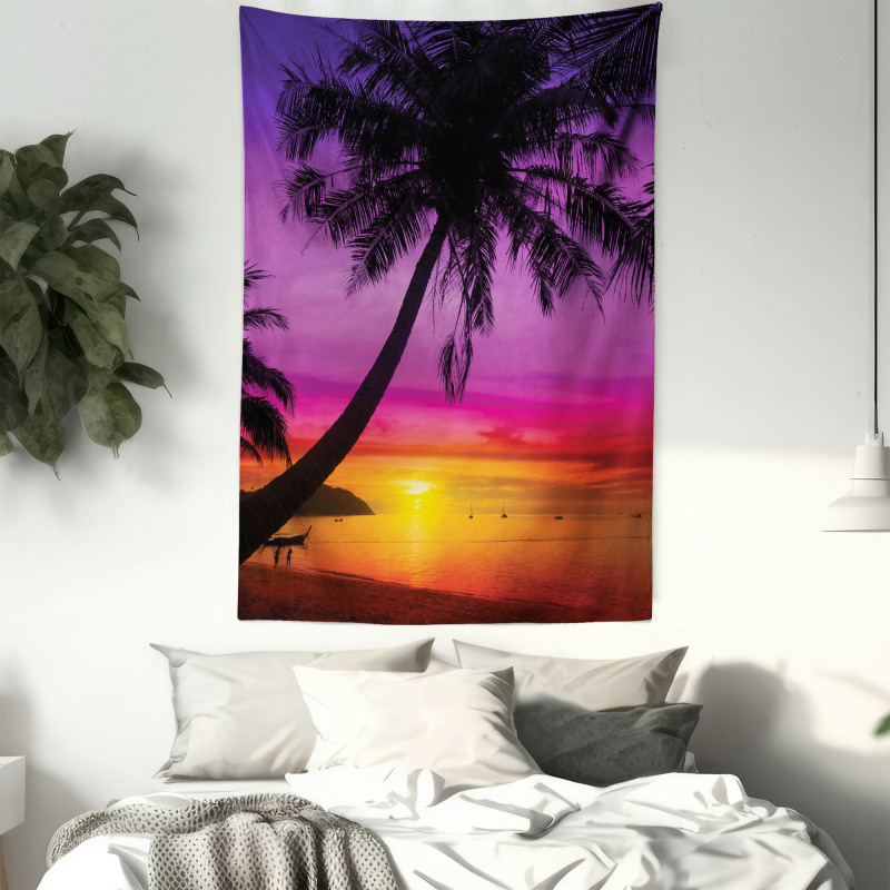 Palm Shadow at Sunset Tapestry