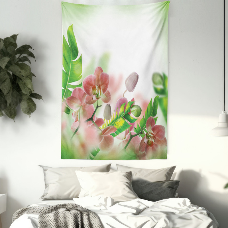 Orchids Blossoms Leaves Tapestry