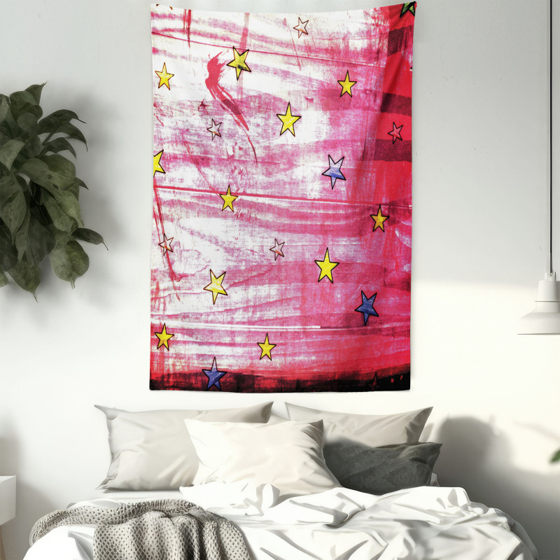 Red Grunge Celestial Tapestry