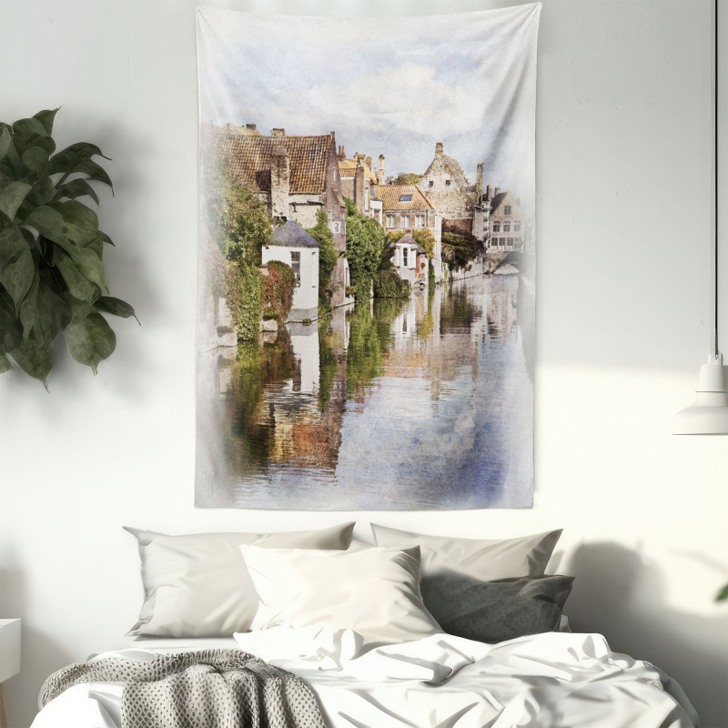 Brugge Canal View Tapestry
