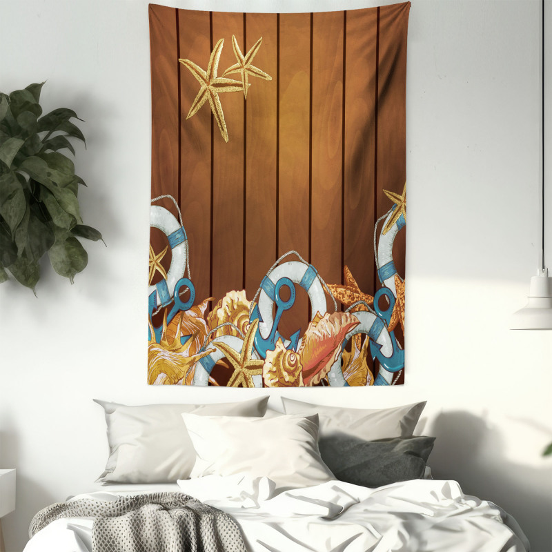 Seashell Anchor Wooden Tapestry