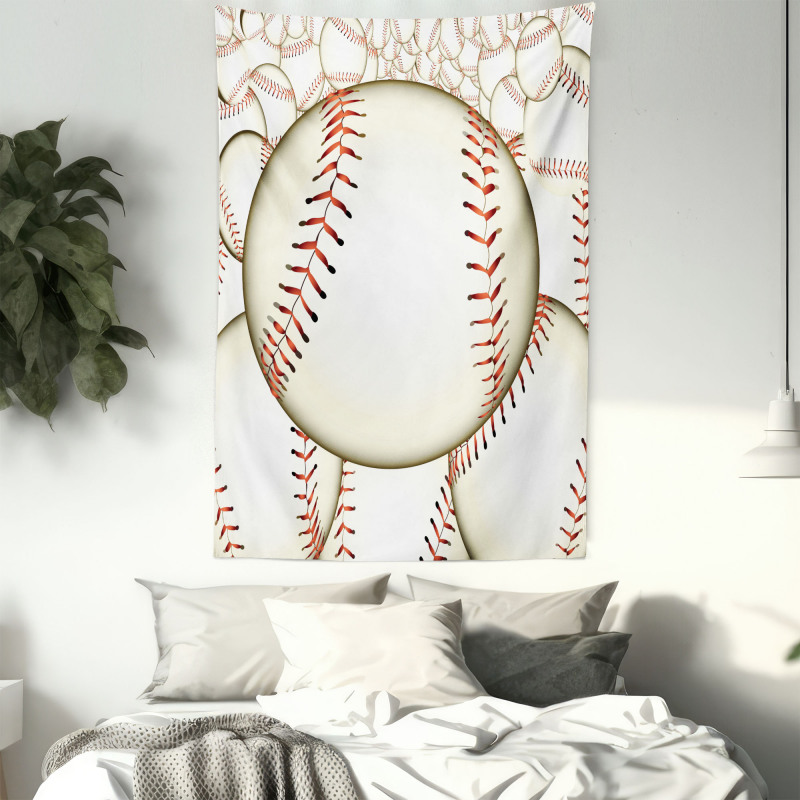 Baseball Ball Pattern Tapestry