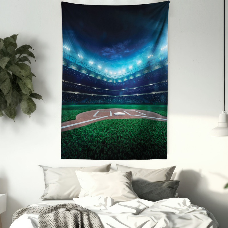 Baseball Stadium Night Tapestry