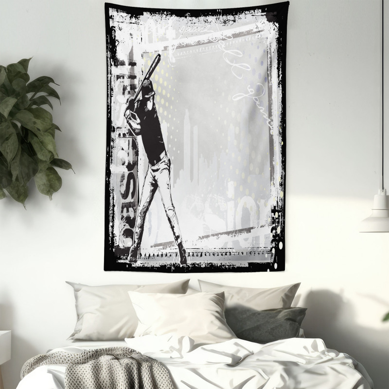 Baseball Sketch Art Tapestry