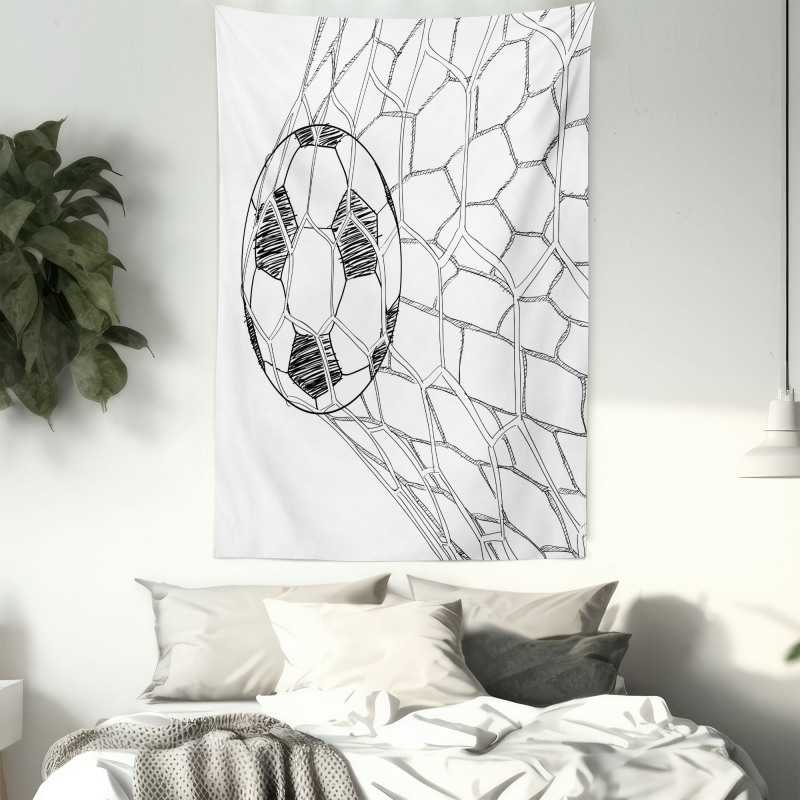 Soccer Ball in Net Tapestry