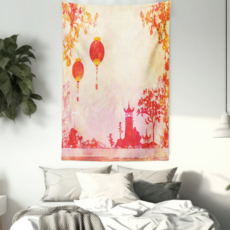 Chinese Lanterns Building Tapestry