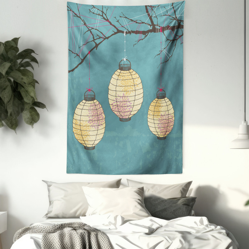 Lanterns Hanging on Tree Tapestry