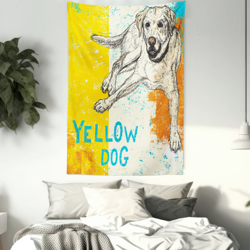 Grunge Sketch Dog Art Tapestry