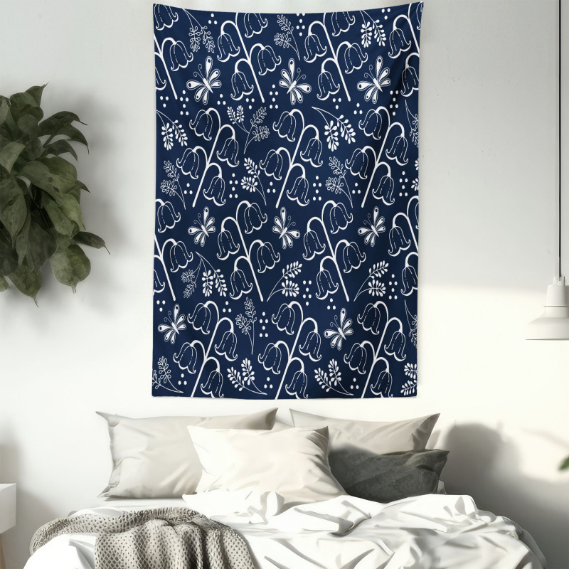 Hand Drawn Leaf Branch Tapestry