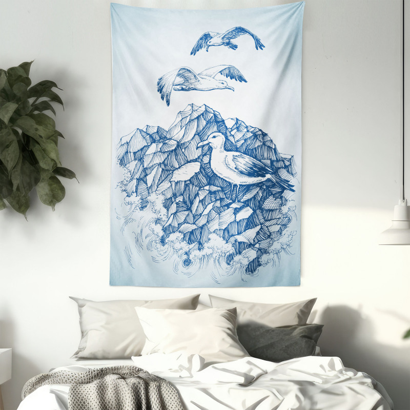 Seagull Mountain Sketch Tapestry