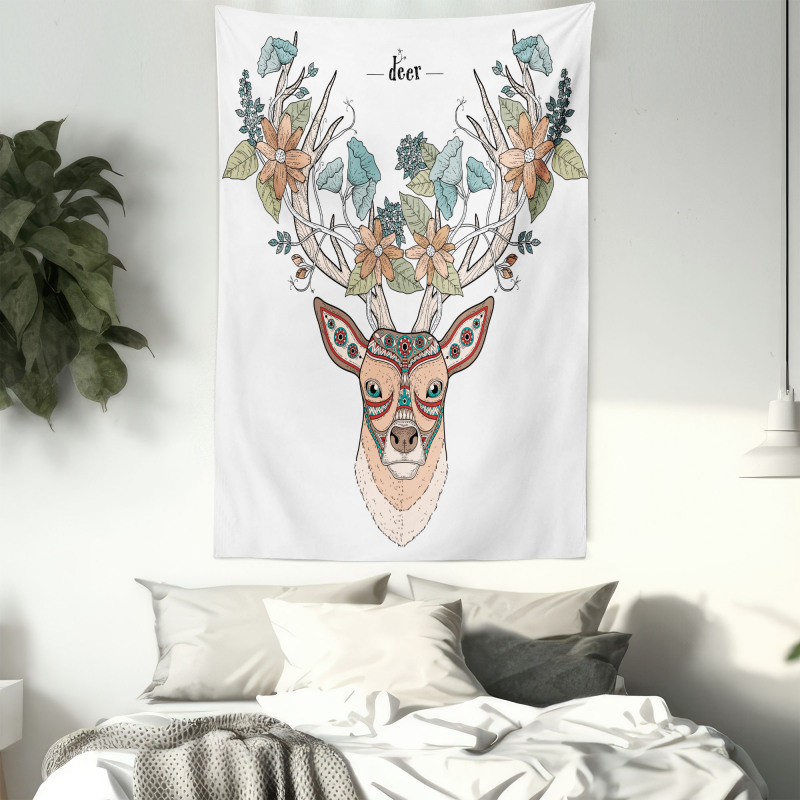 Deer Head Floral Ethnic Tapestry
