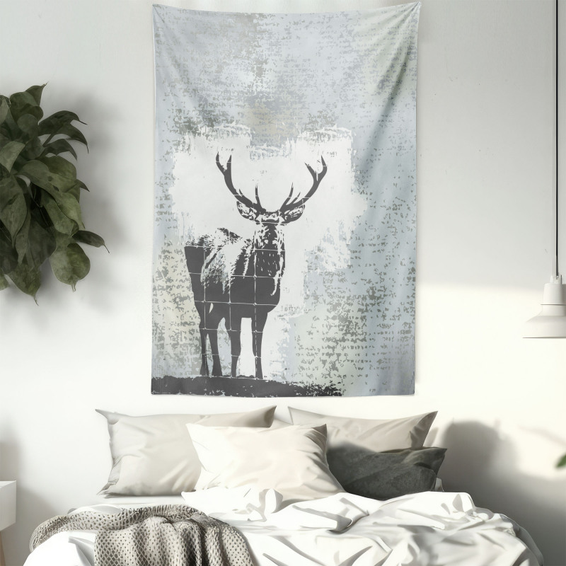 Stag Silhouette Grunge Tapestry