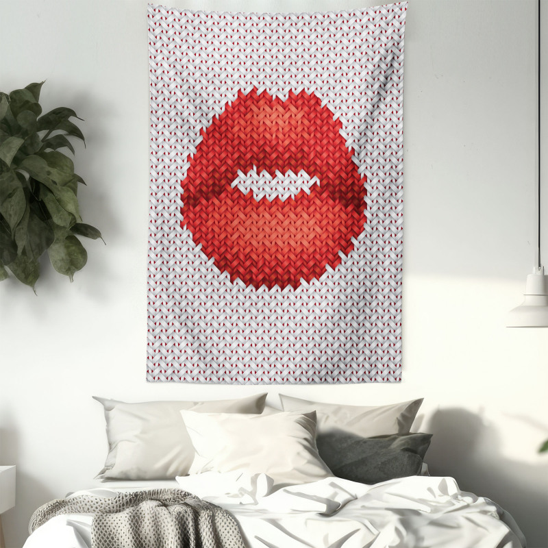 Retro Effect Lips Design Tapestry