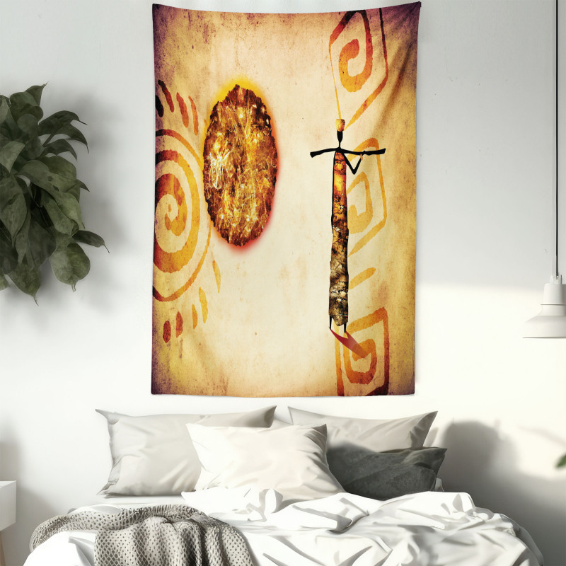 Brown Tribe Art Tapestry