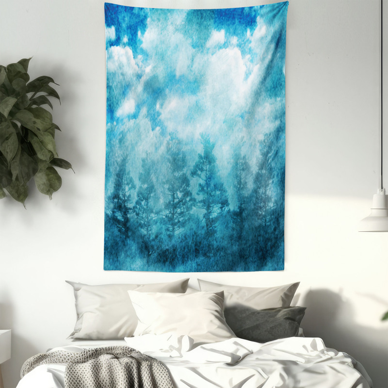 Grunge Sky Foggy Night Tapestry