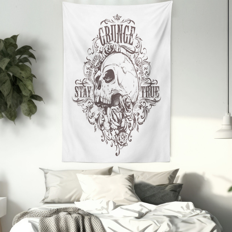 Skull Rose Grunge Tapestry