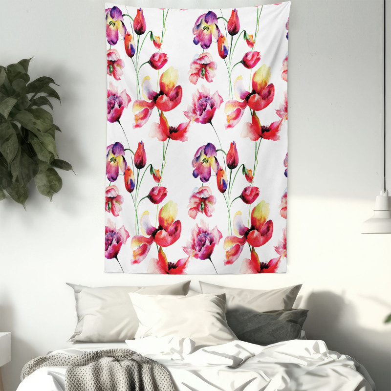 Blooming Tulip Poppy Tapestry