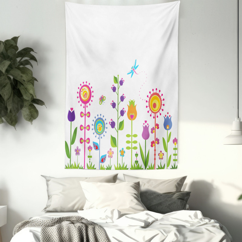 Floral Cartoon Art Tapestry