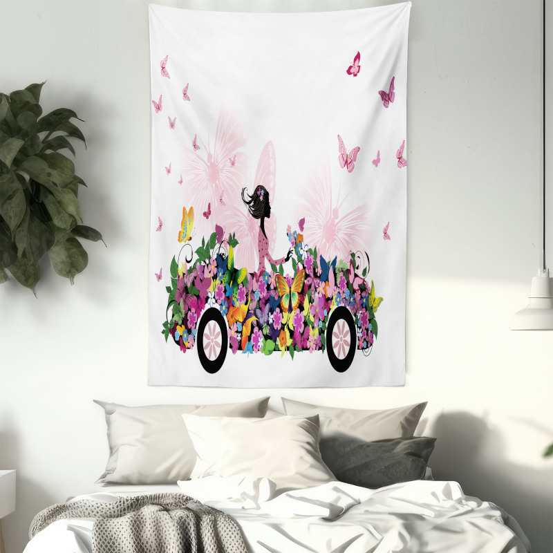 Floral Car Butterflies Tapestry