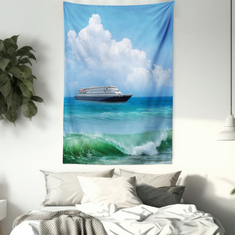 Waves Ship Travel Tapestry