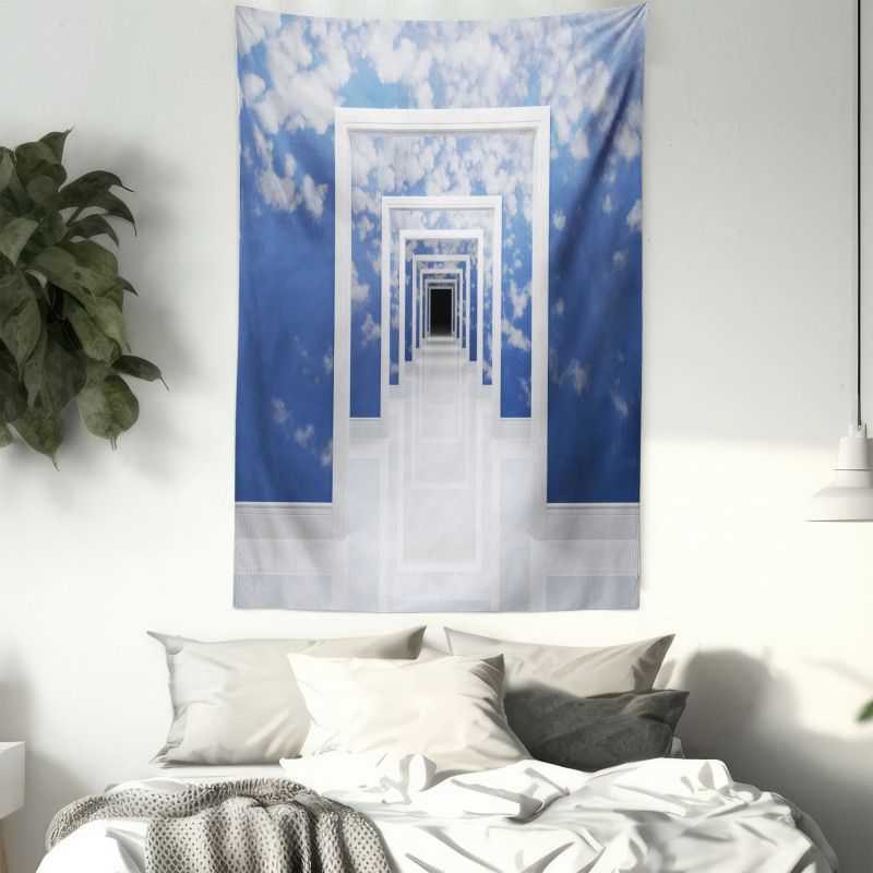 Sky Clouds on Walls Tapestry