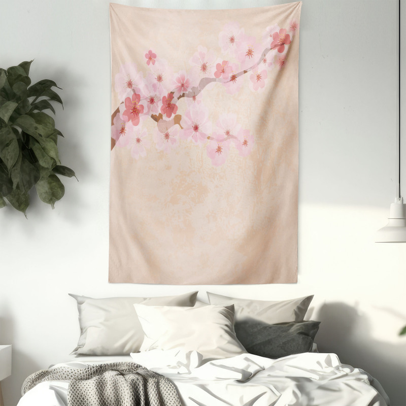 Pink Cherry Blossoms Tapestry