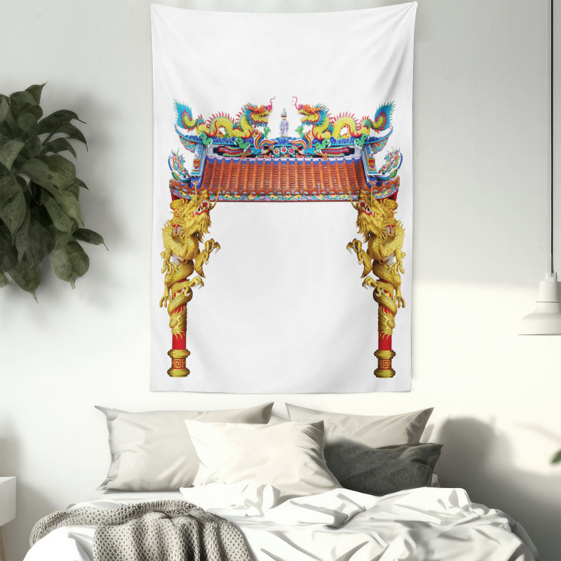 Eastern Building and Dragon Tapestry