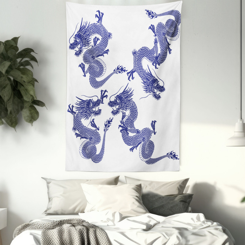 Japanese Dragons Mythical Tapestry