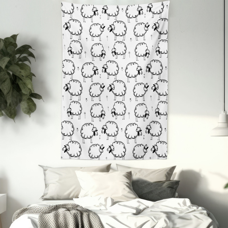 Funny Sheeps on a Meadow Tapestry