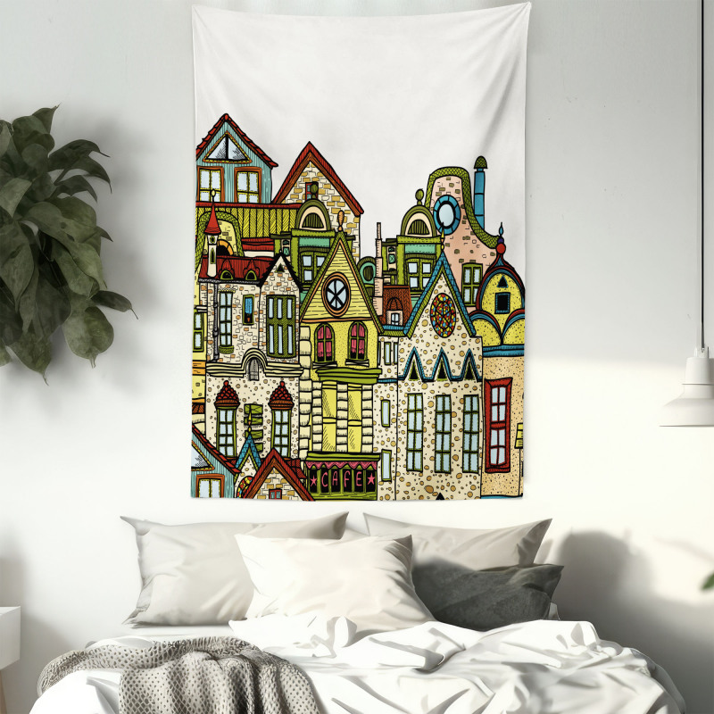 Old Town View Art Tapestry