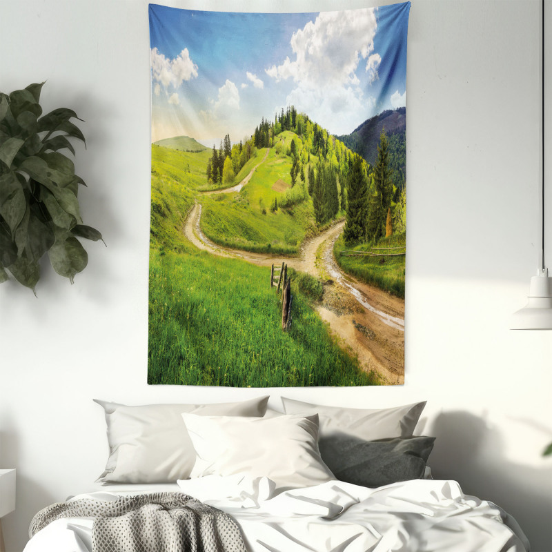 Hillside Meadow Trees Tapestry