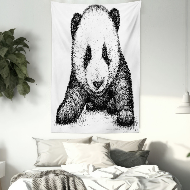 Baby Panda Bear Sketch Tapestry