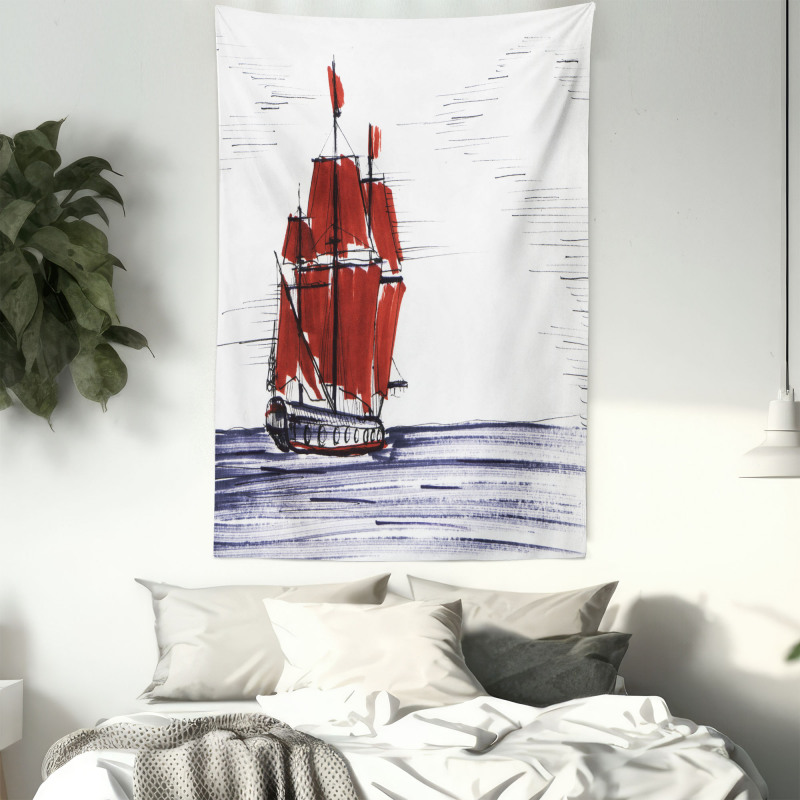 Saliling Ship on Sea Tapestry