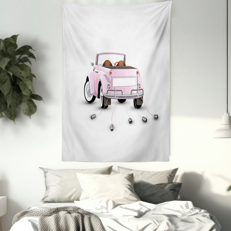 Just Married Cartoon Car Tapestry