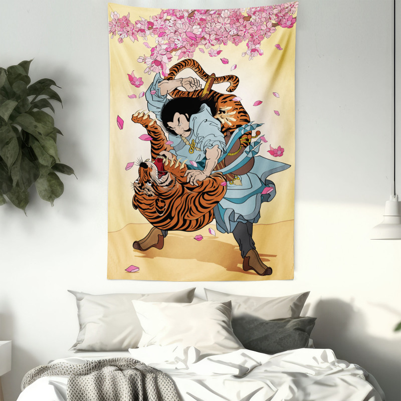 Samurai and Tiger Tapestry